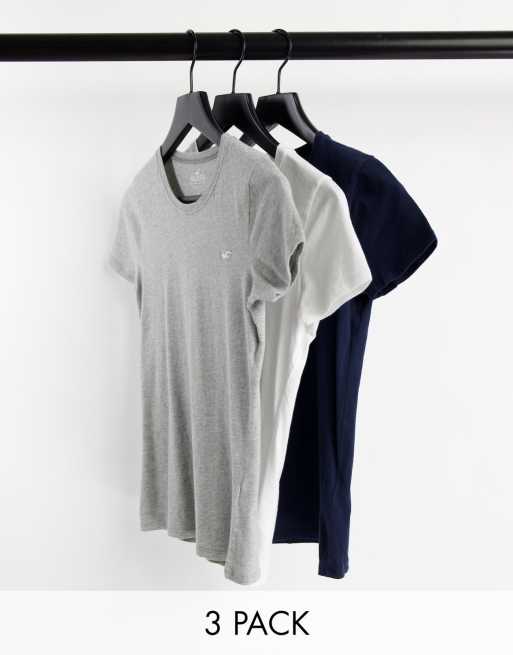 Hollister 3 pack logo crew neck t shirts in multi | ASOS