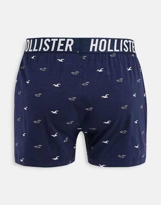 Hollister 3 pack logo waistband all over icon boxers in green navy