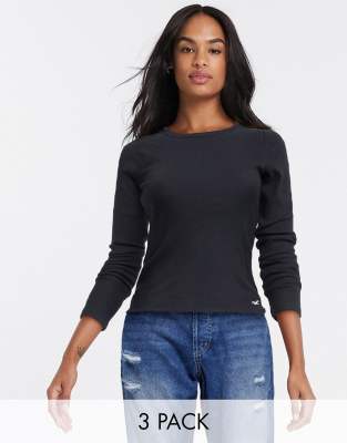 Hollister 3 pack long sleeve top in 