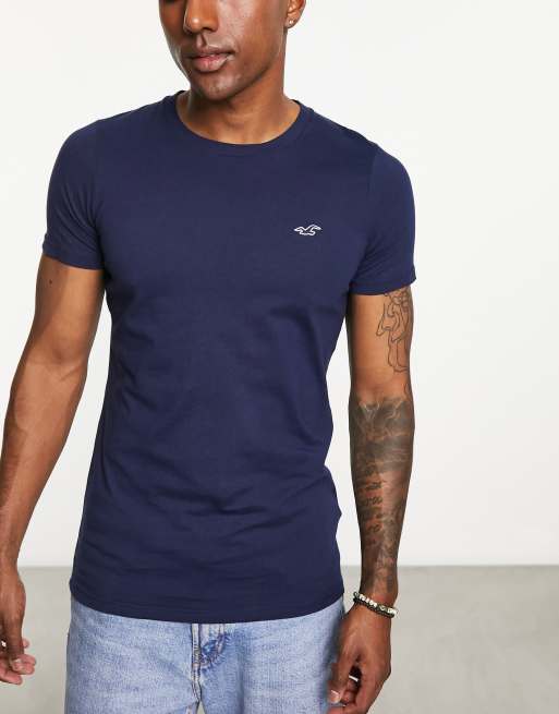 Hollister 3 pack outline logo muscle fit t shirt in white red navy