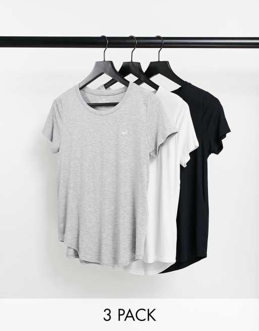 Hollister 3 pack relaxed crew neck t shirt in multi