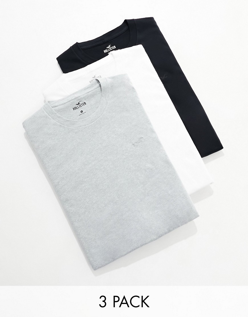 Hollister 3-pack t-shirts in white, grey and black