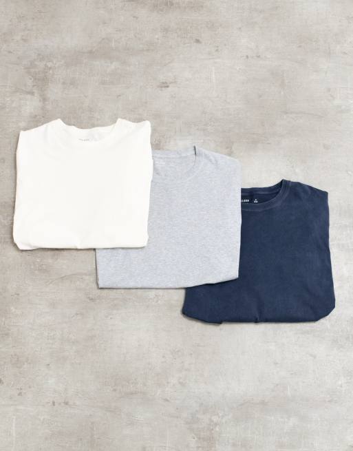 Hollister 3-pack t-shirts med långa ärmar i cream/camo/grå, 1 av 5