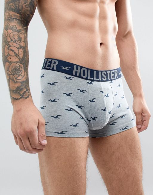 Hollister 3 pack trunks logo waistband in navy/red/grey, ASOS