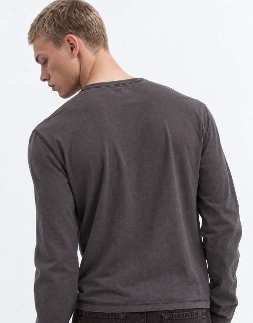 Hollister 3er-Pack langärmlige T-Shirts in Schwarz/Braun/Cremeweiß, 10 von 10