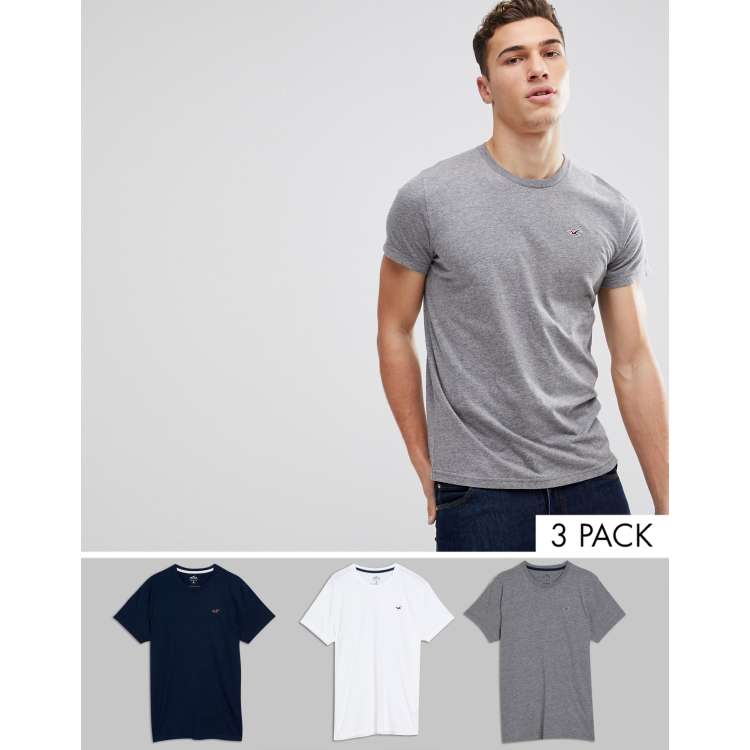 Hollister Co. 3 PACK - Basic T-shirt - white/navy/black/white 