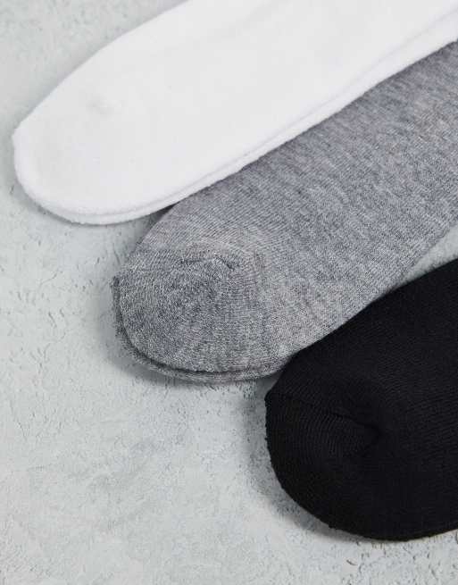 Hollister 4 pack logo varsity stripe crew trainer socks in white