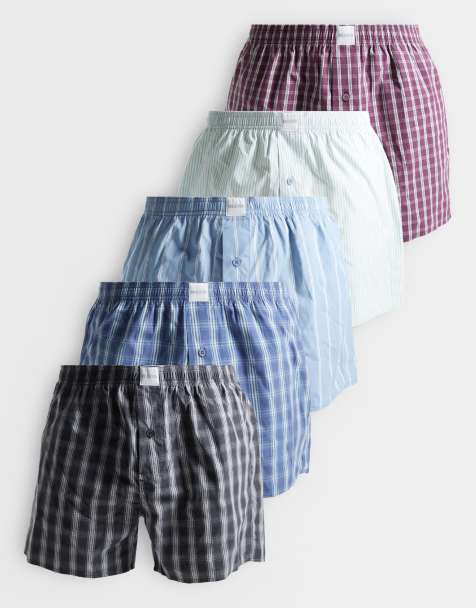 Hollister 5 pack boxer trunks in check print - view 1