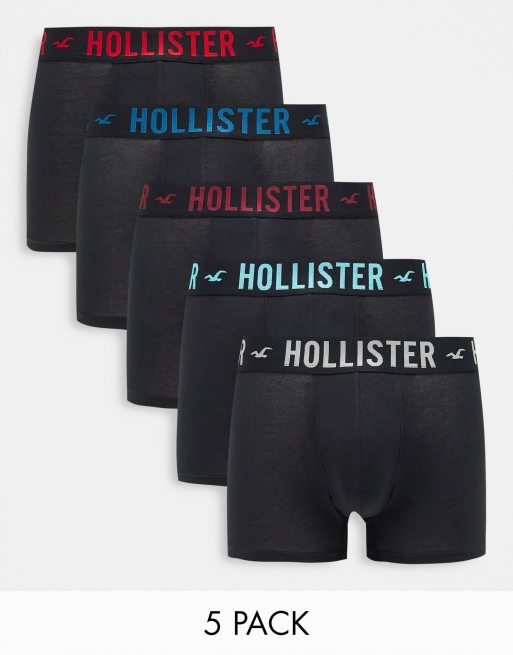 Hollister 3 pack logo waistband all over icon boxers in green/navy/pink