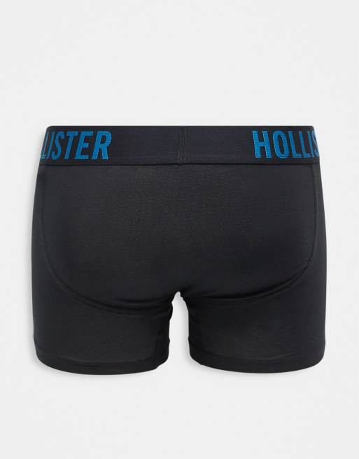 Hollister 5 pack contrast logo boxer briefs in black ASOS