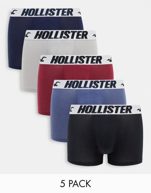 Hollister 5 pack contrast logo waistband trunks in multi