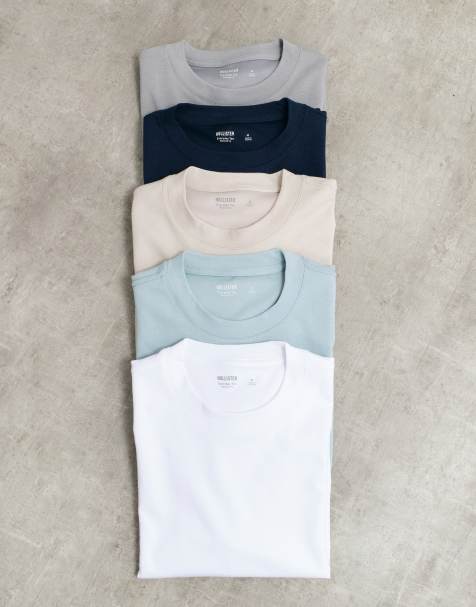 Hollister 5 pack everyday t-shirts in neutrals and blue - view 1