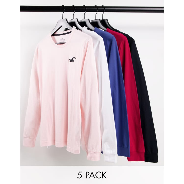 Hollister front logo long sleeve tee in pink