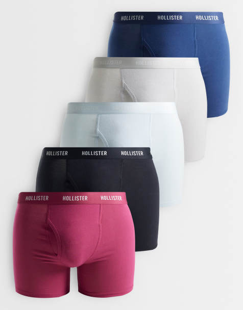 Hollister 5 pack fly front boxers in multi - view 1