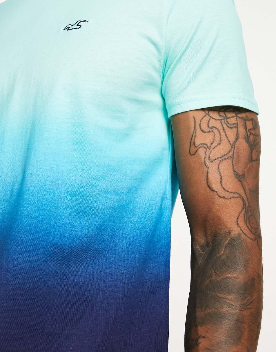 Hollister 5 pack icon logo plain and ombre curved hem t-shirt in multi 1