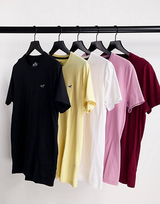 Hollister 5 pack icon logo t-shirt in multi