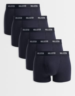 Hollister 5 pack logo band classic boxers in black