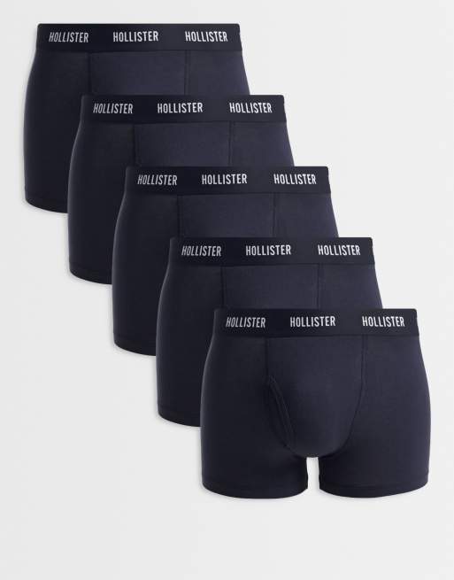 Hollister 5 pack logo band classic boxers in black