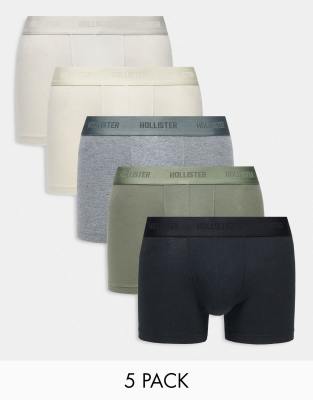 Hollister Hollister 5 pack neutral basic classic trunks in multi