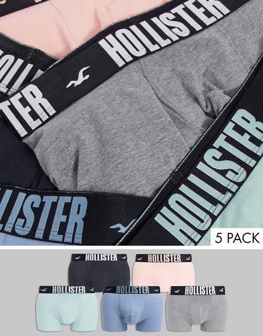 Hollister 5 pack trunk with contrasting waistband in pastel