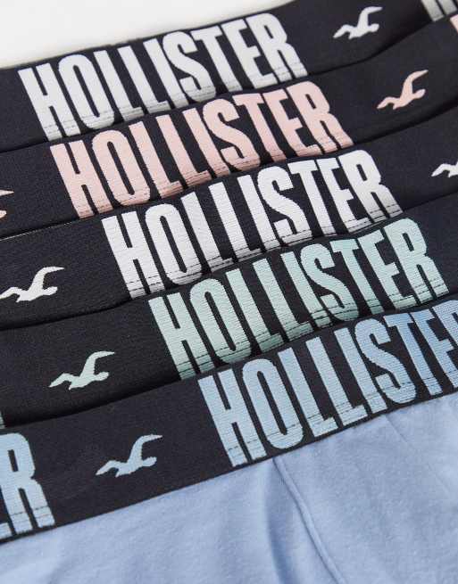 Hollister 5 pack trunk with contrasting waistband in pastel