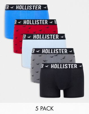 Hollister 5 pack trunks plain & all over icon logo in multi