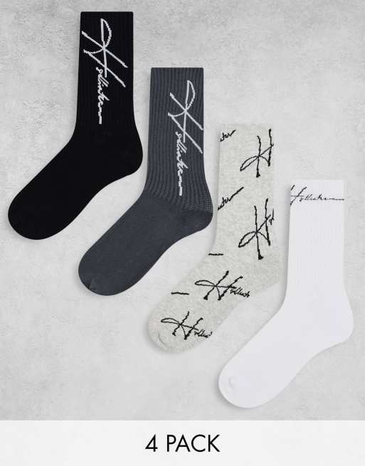 Hollister 5 pack vertical logo sports socks in multi ASOS