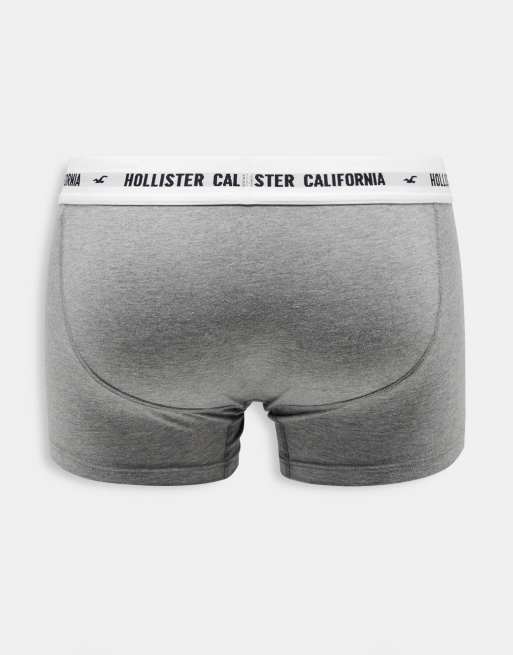 Hollister 5 pack white logo waistband trunks in white/grey/black, 2 of 4