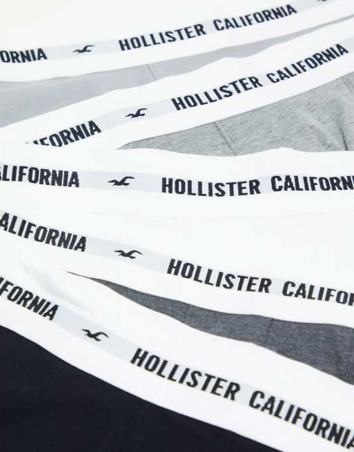 Hollister 5 pack white logo waistband trunks in white/grey/black, 4 of 4