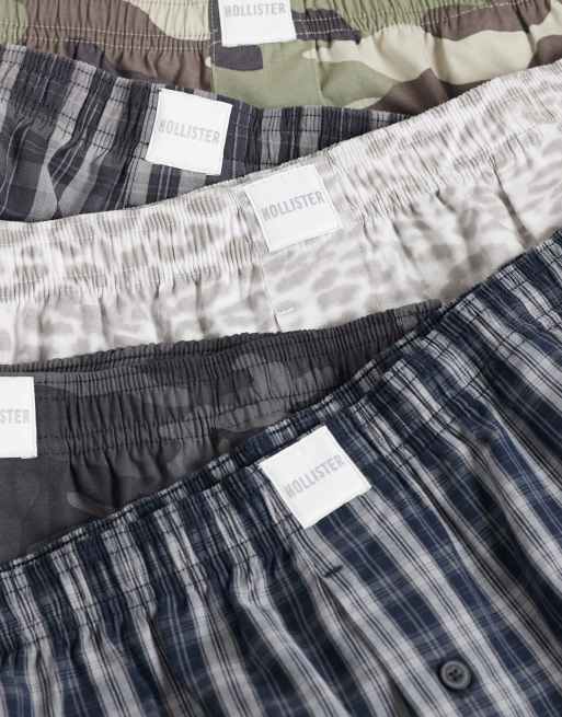 Hollister 5 pack woven boxers in check and camo print, 2 of 3