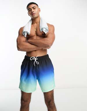 Hollister 5in guard logo ombre print swim shorts in mintblue