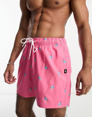 Hollister 5in guard printed swim shorts in pink