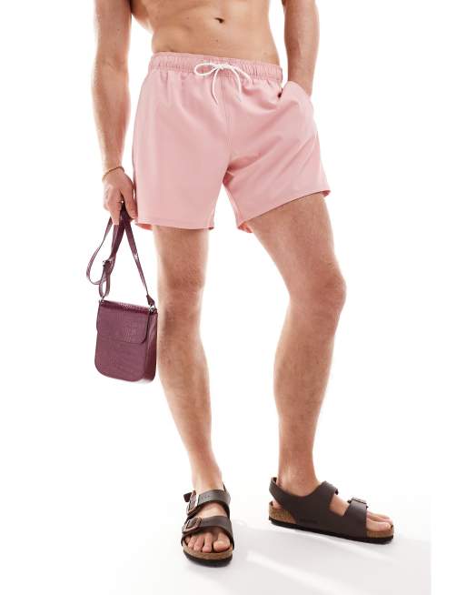 Hollister 5inch swim shorts in pink ASOS