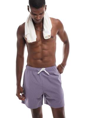 Hollister 6" Sweersucker Swim Shorts In Purple