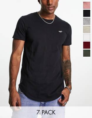 Hollister 7 pack icon logo t-shirt in multi - ASOS Price Checker