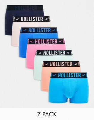 Hollister 7 pack trunks contrast logo waistband in multi
