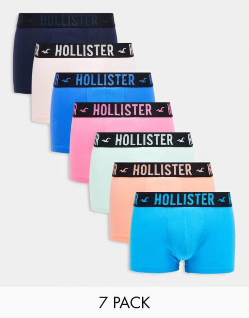 Hollister 5 pack white logo waistband trunks in multi