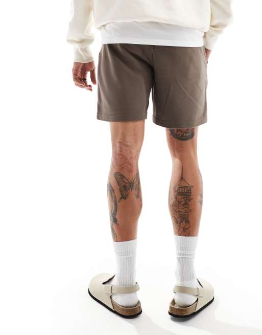 Hollister 7inch pull on twill jersey shorts in brown, 2 of 5