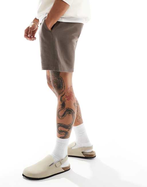 Hollister 7inch pull on twill jersey shorts in brown, 3 of 5