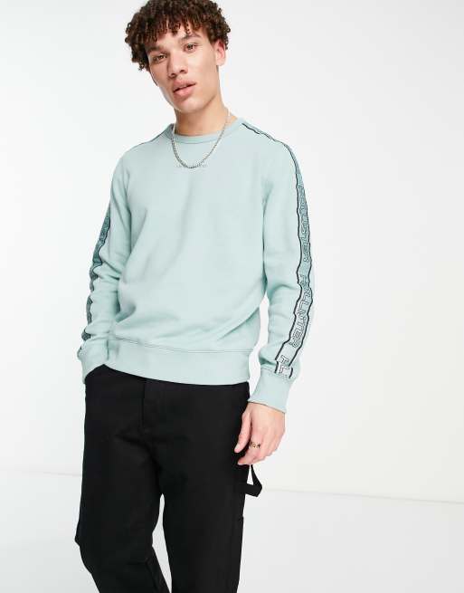 Logo tape crewneck sweatshirt hollister sale