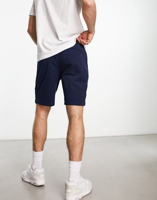 Hollister 9in flat front twill chino shorts in navy ASOS