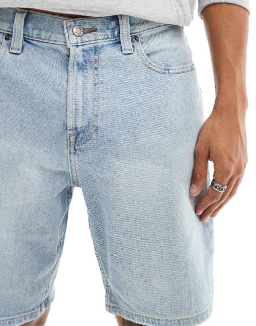Hollister 9inch utility loose fit denim shorts in light wash ASOS