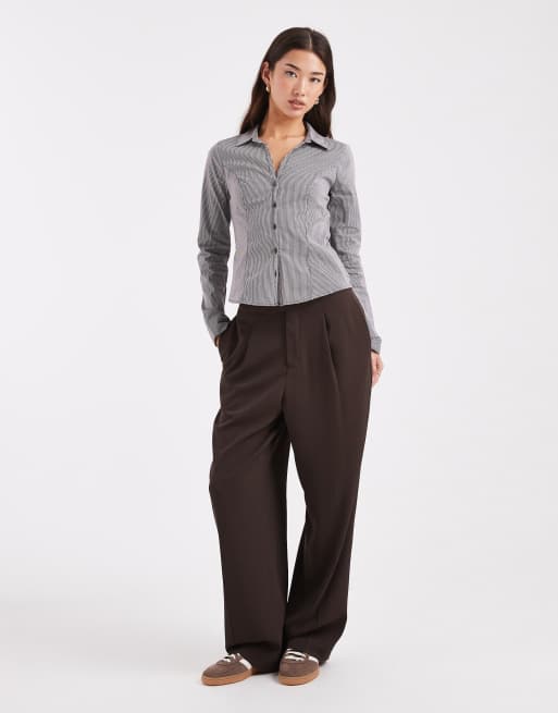 Hollister - Aansluitend overhemd met lange mouwen en gingham ruit in bruin, 2 van 4