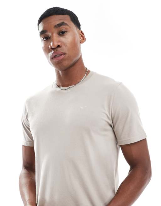 Hollister - Aansluitend T-shirt met icoonmotief in beige
