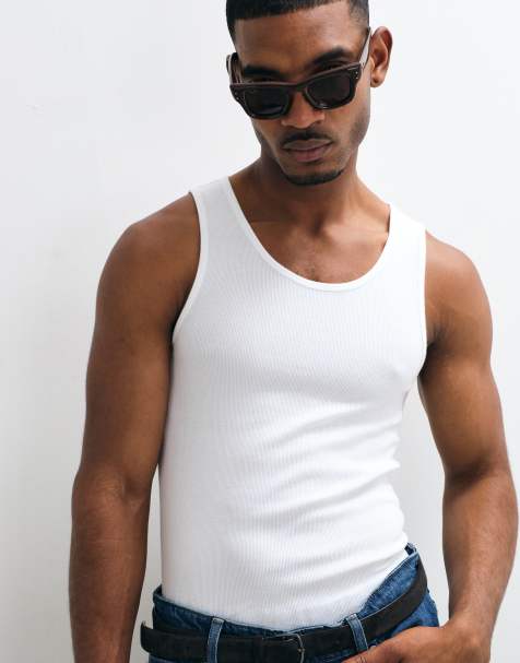 Hollister - Aansluitende geribbelde tanktop in wit - view 1
