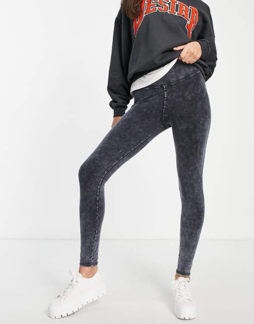 Hollister acid wash fashion leggings in grey ASOS