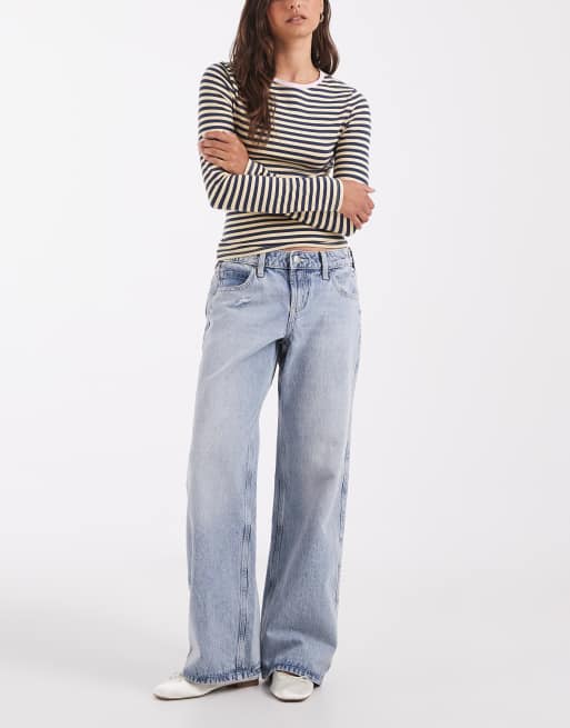 Hollister adjustable baggy jeans in light blue, 1 of 5
