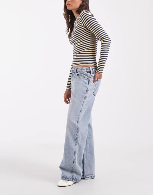 Hollister adjustable baggy jeans in light blue, 2 of 5