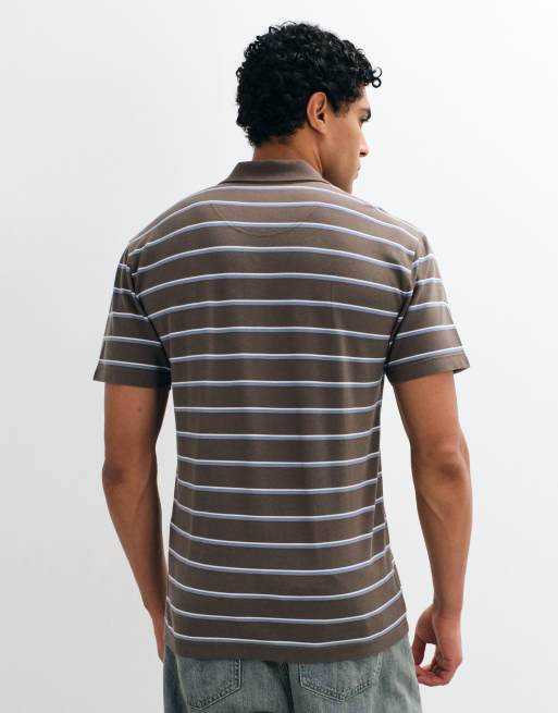 Hollister afslappet pasform grafisk polo i brun stribe, 4 af 10