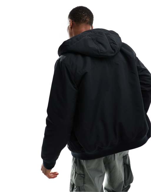 Hollister All Weather Hooded Jacket Borg Lined In Anthracite